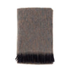 Mohair blend throw lightweight ultra soft & warm tones of brown grey & black plaid weave with tasselled fringe 130 x 200 cm