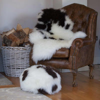 Large size real British rare breed Jacob sheepskin classic brown & cream markings each one unique soft longwool fleece