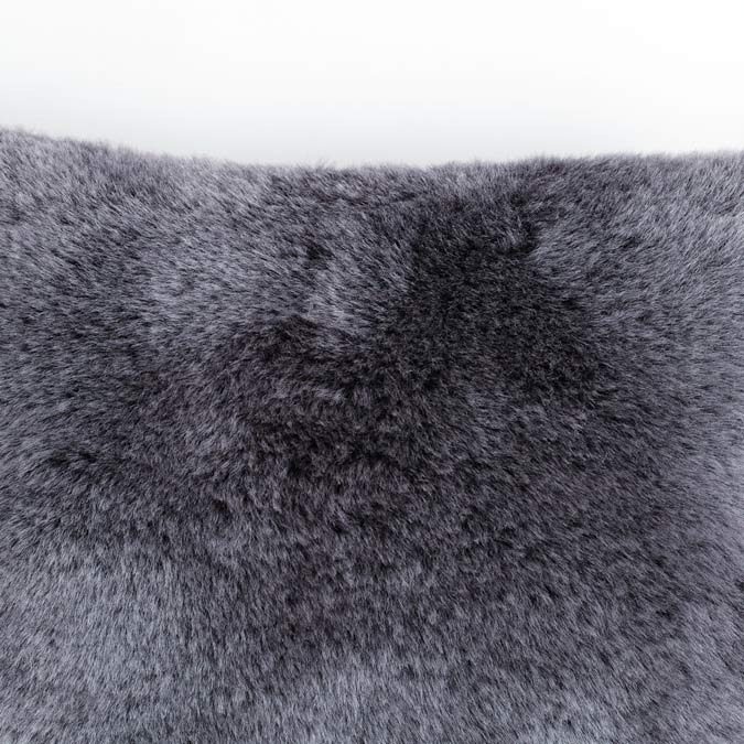 Sumptuous, graphite grey, single-faced natural sheepskin cushion, with cushion pad, super soft and silky shorn fleece 