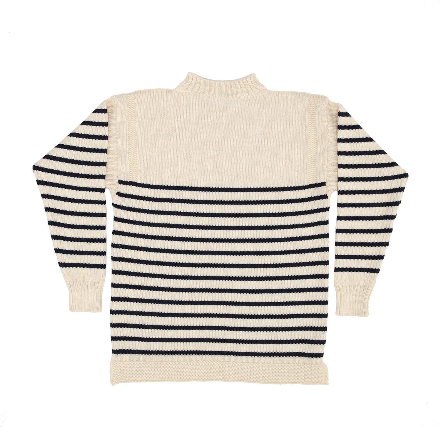 British Wool Breton Guernsey Sweater Ecru/Navy