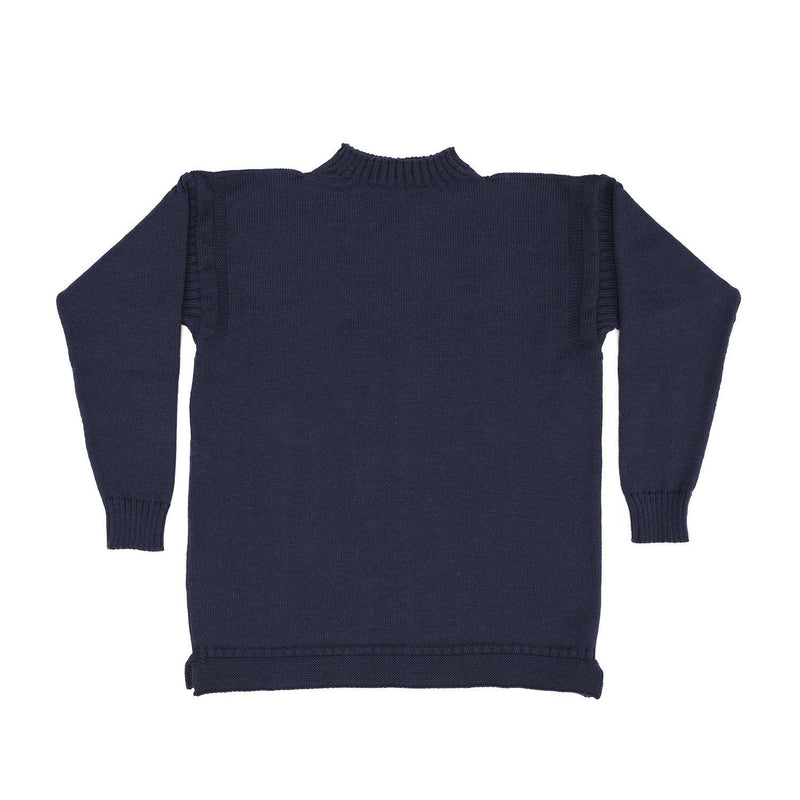 100% British wool vintage style Guernsey sweater in navy blue made in England top-quality From The Wool Company