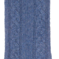 Cashmere cable knit bed socks super-soft denim blue colour in size 8 - 11 made in Scotland finest-quality & luxurious comfort