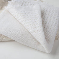 100% cashmere off white knitted lace design baby shawl scalloped edge super-soft & luxurious made in England top-quality 