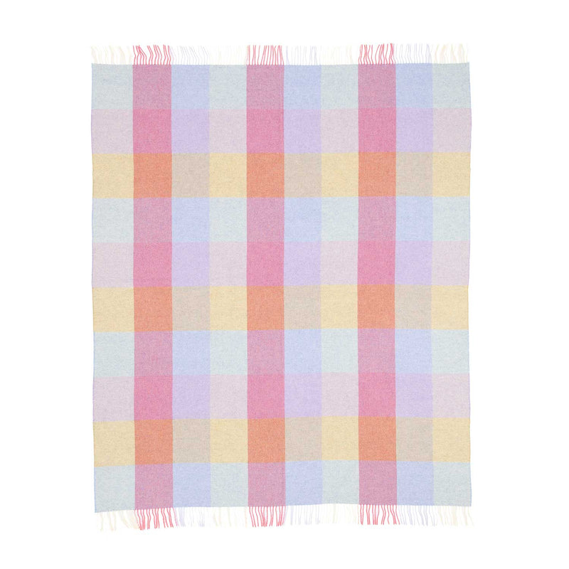 100% lambswool super-soft lightly brushed throw beautiful pastel shades check pattern top quality warm and cosy 