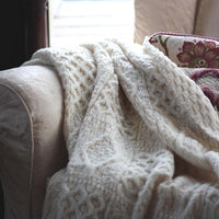 100% British wool chunky Aran knitted throw undyed versatile & practical top-quality made in England From The Wool Company