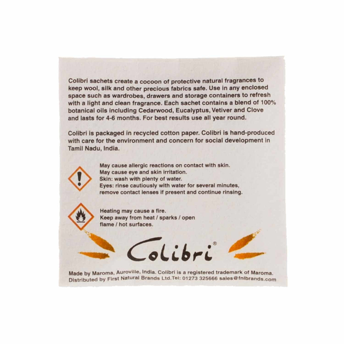 Colibri natural anti-moth handy large 3 sachet pack in cedarwood fragrance repels moths & keeps clothes smelling fresh 