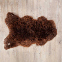 Genuine British undyed natural chocolate brown sheepskin generous sizing with thick, sumptuously soft longwool fleece,