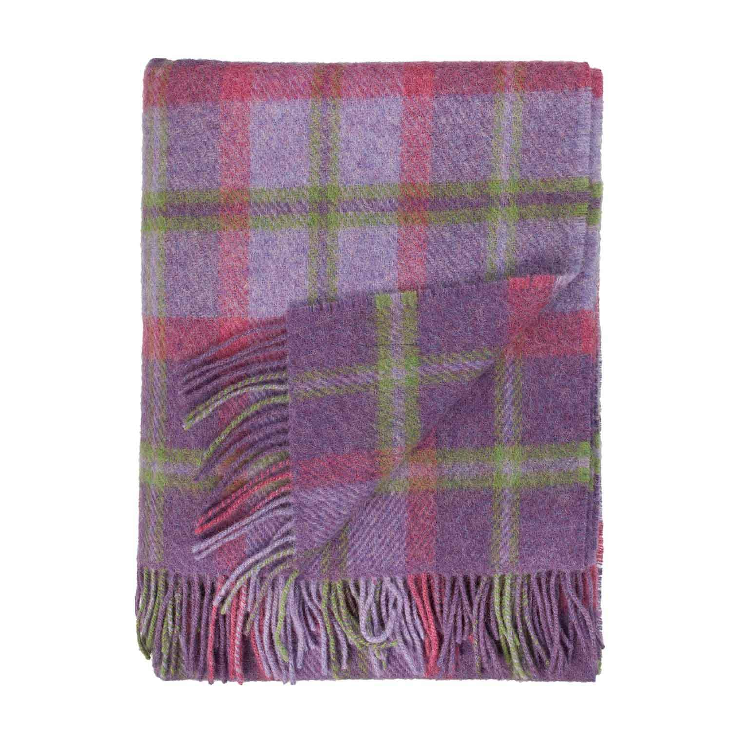 Woollen Throw | Purple Check | English Country | The Wool Company