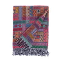 Super-soft Merino lambswool stunning unique Italian design multi coloured pattern  luxury throw From The Wool Company