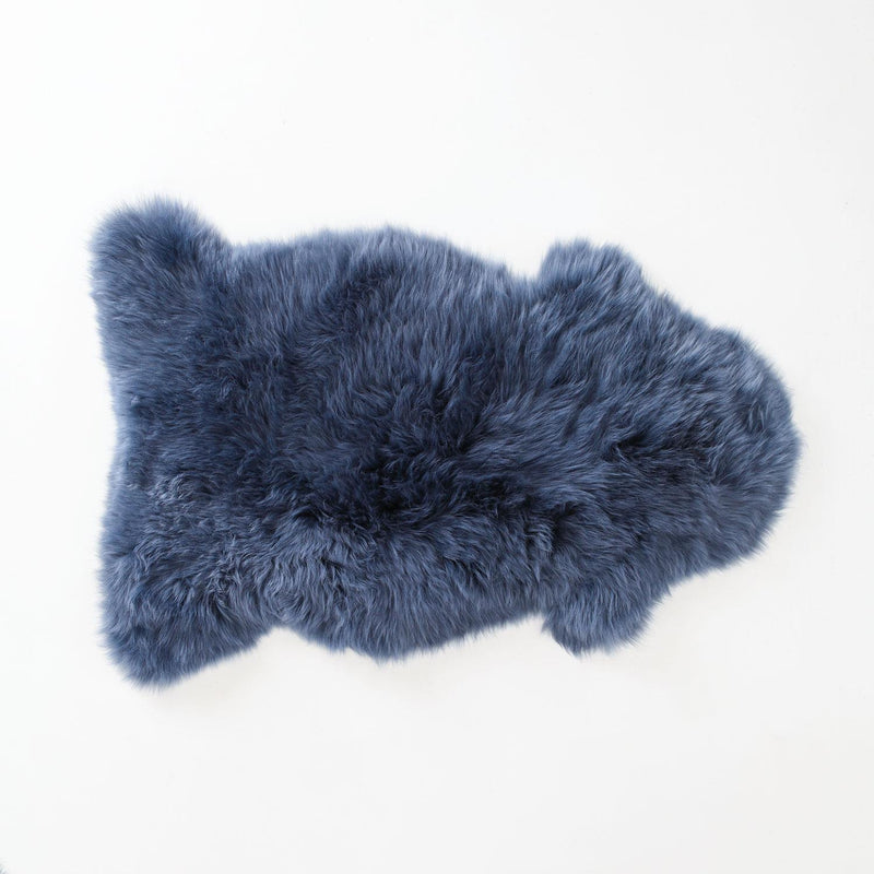 Dusky indigo blue grade 'A' luxury longwool sheepskin. Quality British skin,  luxurious and silky soft. By The Wool Company