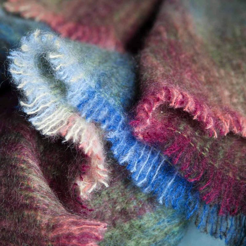 Super-soft, thick luxury mohair throw in a stunning blend of multi shades top quality extremely warm & very light & cosy 