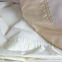 Lightweight & soft, British wool blankets in 2 colours.230 gsm100% pure new wool, satin style binding on all edges