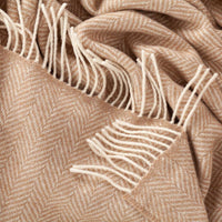 Merino-cashmere blend throw super-soft warm & cosy neutral beige & cream herringbone pattern top-quality luxury throw