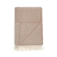 Merino-cashmere blend throw super-soft warm & cosy neutral beige & cream herringbone pattern top-quality By The Wool Company