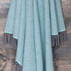 Merino-cashmere blend throw super-soft warm & cosy soft duck egg and grey herringbone pattern top-quality luxury throw 