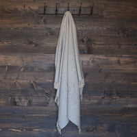 Merino-cashmere blend throw super-soft warm & cosy soft light grey & cream herringbone pattern top-quality luxury throw