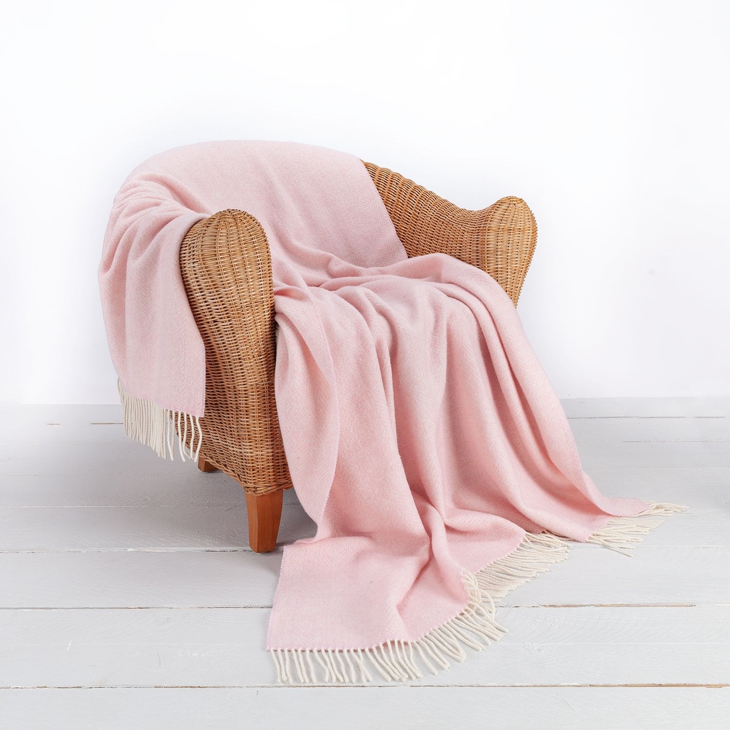 Merino Cashmere Blanket Pink Cream The Wool Company