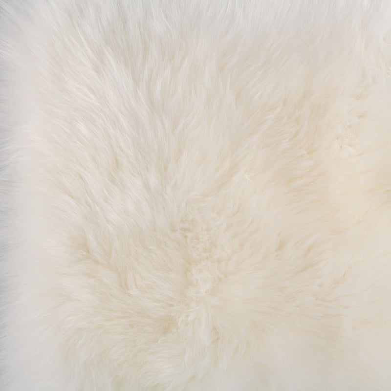 Sumptuous, natural sheepskin seat pad 40cm square, super-soft and supportive longwool fleece, natural white creamy colour