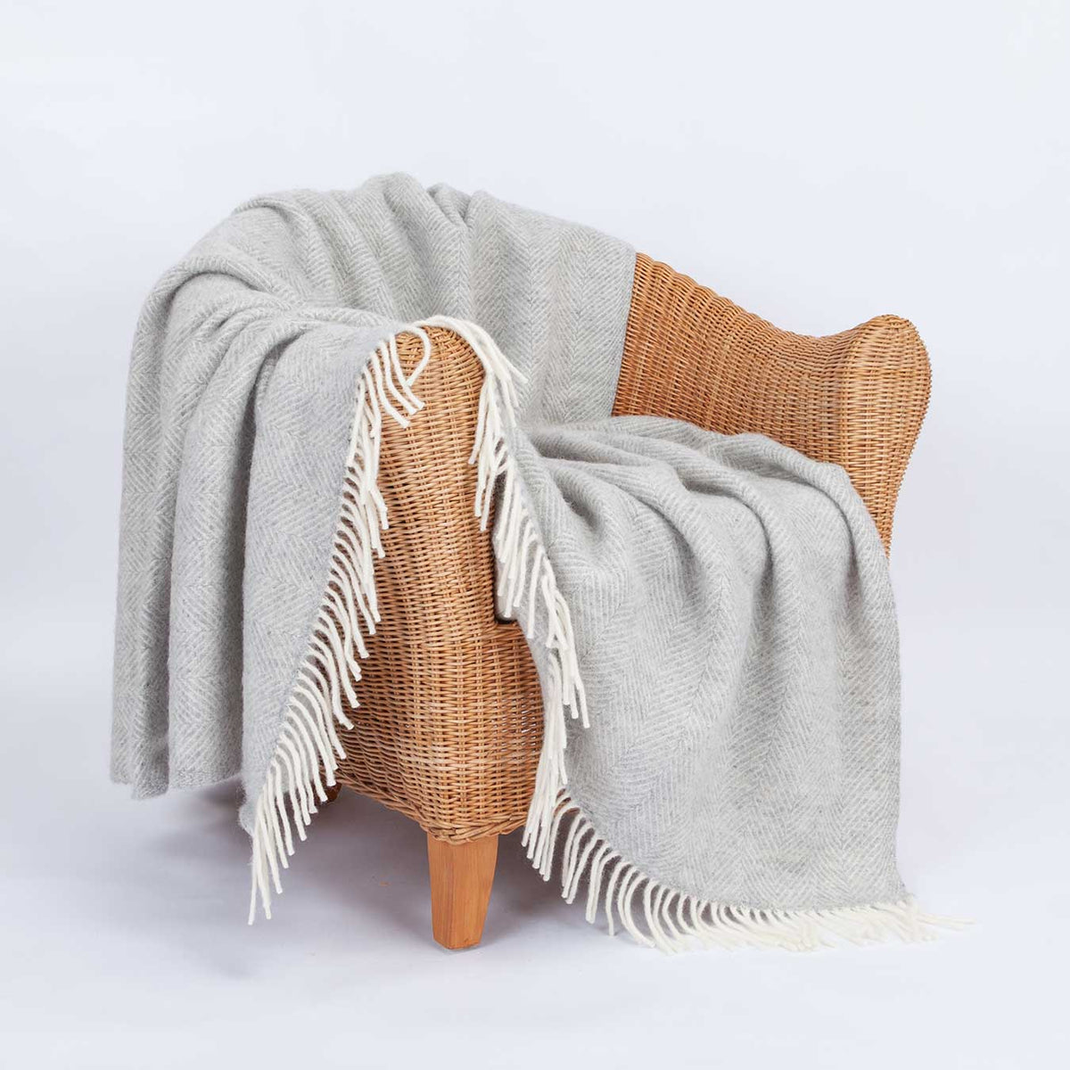 Pure New Wool Fishbone Throw Grey Mist -  - LIVING  from The Wool Company