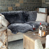 Quad-size sheepskin throw in shades of grey, silver, and charcoal extremely soft & silky, beautifully finished stunning piece