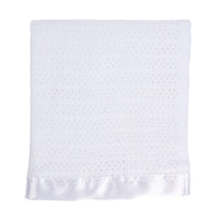 100% softest cotton cellular white satin trimmed baby blanket cosy & perfect for all seasons top-quality 2 sizes available