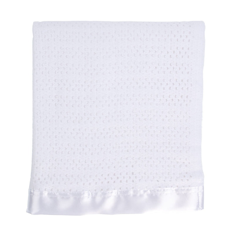 100% softest cotton cellular white satin trimmed baby blanket cosy & perfect for all seasons top-quality 2 sizes available