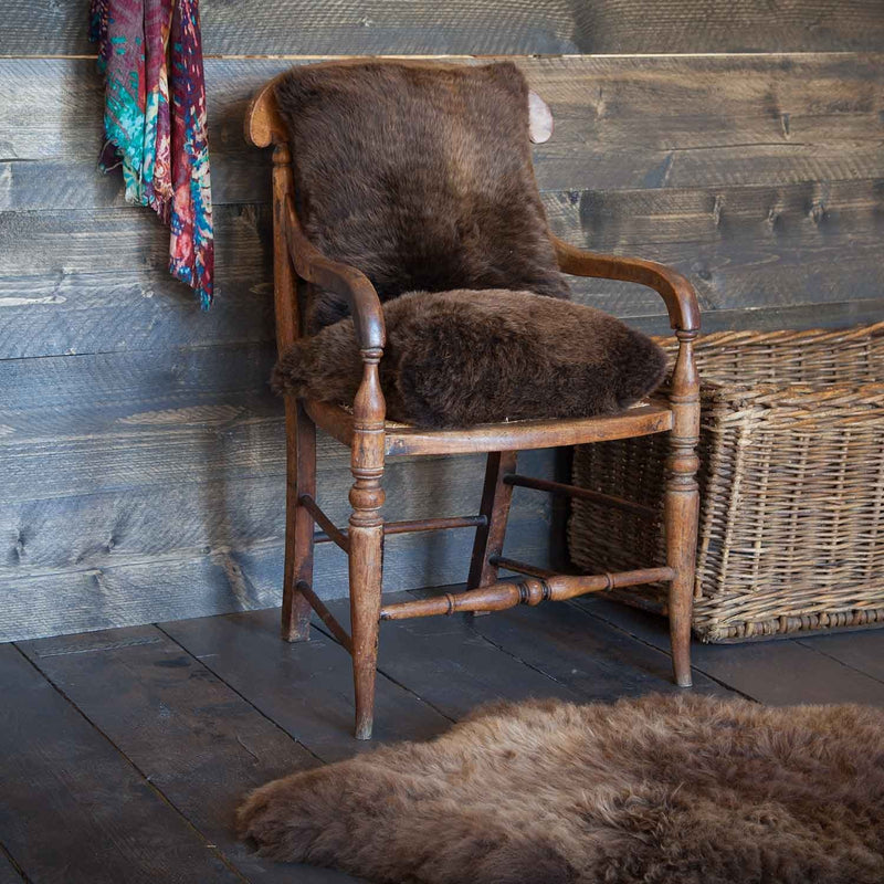 Sumptuous, double-sided, natural sheepskin cushion, with a wool cushion pad, super soft longwool fleece in natural colours