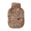 Soft & warm Swedish Curly sheepskin hot water bottle in taupe brown 100% sheepskin cover, bottle included made in England 