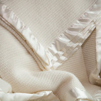 Super-soft cream 100% lambswool cellular baby blanket with matching satin edging cosy & perfect for all seasons top-quality 