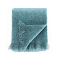 Super-soft mohair throw in vibrant teal green top quality extremely warm very lightweight & cosy 